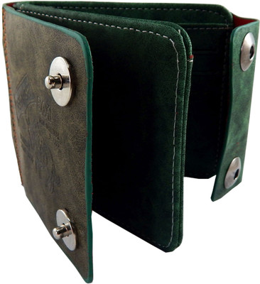 

Teenage Men Grey, Green Artificial Leather Wallet(9 Card Slots), Green;grey
