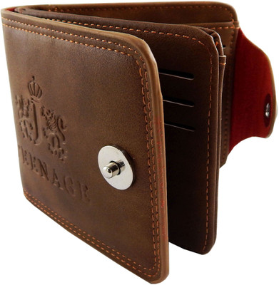 

Teenage Men Khaki Artificial Leather Wallet(9 Card Slots)
