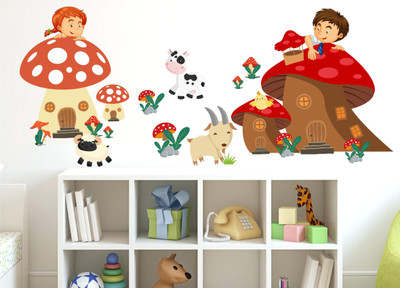 Happy Walls Vinyl Animation & Cartoons Multicolor Wallpaper(L x W: 60 cm x 140 cm)