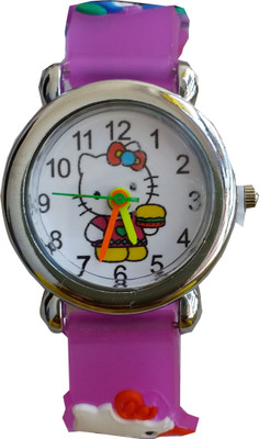 SS Traders Cute Purple Kitty Analog Watch - For Girls