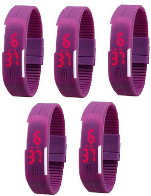 

Talgo New Arrival 2018 Red Robin Season Special RRLEDPL5 New Special Collection Digital LED Purple Rectangle DialPurple Attractive And Comfertable Rubber Strap (Combo of 5) RRLEDPL5 Watch - For Boys