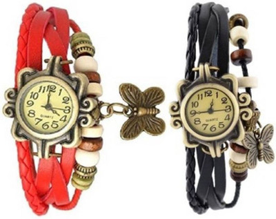 

meswarn combo butterfly black red BR147 Watch - For Girls