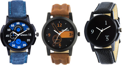 

SPINOZA Brown blue army pattern attractive pack of 3 watches for boys Watch - For Men