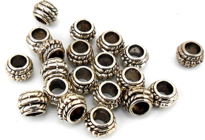 

jaz Jaz's 20 pcs Tibetan Silver Spacer Beads Round Wheel Metal Spacer Beads Charm Size 8x6mm, Hole Size 4mm Jewellery Making Findings