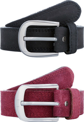 

Exotique Men Casual Multicolor Genuine Leather Belt, Black;red