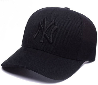 Friendskart Solid Ny Baseball Cap For Boys, Men's, Girls (Black & White) Cap Cap