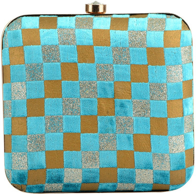 

Tooba Handicraft Party Blue Clutch