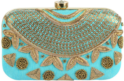 

Tooba Handicraft Party Blue Clutch