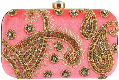 

Tooba Handicraft Party Pink Clutch