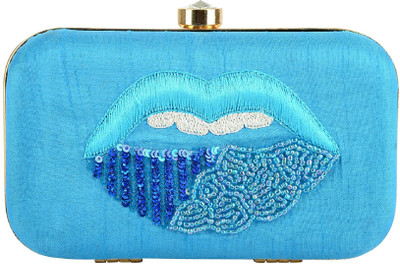 

Tooba Handicraft Party Blue Clutch