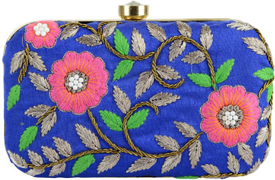 

Tooba Handicraft Party Blue Clutch