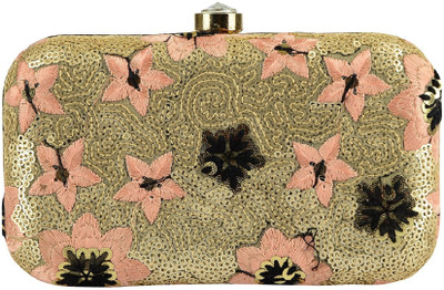 

Tooba Handicraft Party Gold Clutch