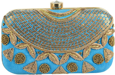 Tooba Handicraft Party Blue Clutch