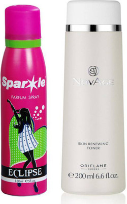 

Oriflame Sweden NovAge Skin Renewing Toner 200ml (32128) With one sparkle perfume spray 150 ml(Set of 2)