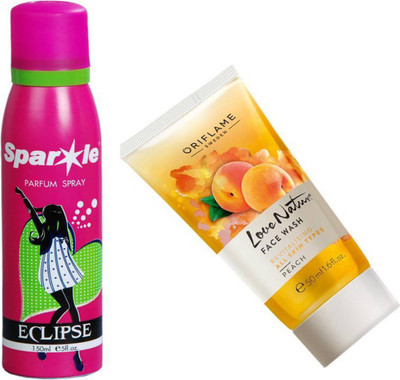 

Oriflame Sweden Love Nature Face Wash Peach 50ml (32221) With one sparkle perfume spray 150 ml(Set of 2)