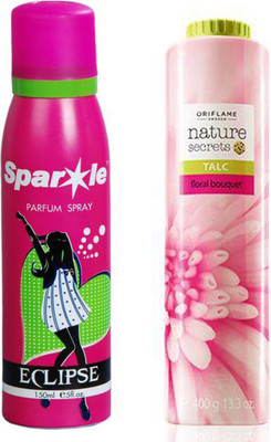 

Oriflame Sweden Nature Secrets Talc Floral Bouquet (400g) (25441) With one sparkle perfume spray 150 ml(Set of 2)