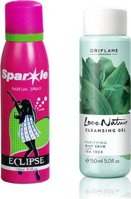 

Oriflame Sweden Love Nature Cleansing Gel Tea Tree 150ml (30153) With one sparkle perfume spray 150 ml(Set of 2)