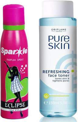

Oriflame Sweden Pure Skin Refreshing Face Toner 150ml (32648) With one sparkle perfume spray 150 ml(Set of 2)