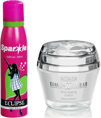 

Oriflame Sweden Diamond Cellular Anti-Ageing Cream 50ml (13659) with one sparkle perfume spray 150 ml(Set of 2)