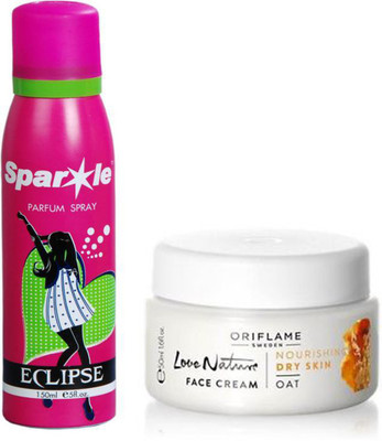 

Oriflame Sweden Love Nature Nourishing Face Cream For Dry Skin Oat 50 g (33523) with one sparkle perfume spray 150 ml(Set of 2)