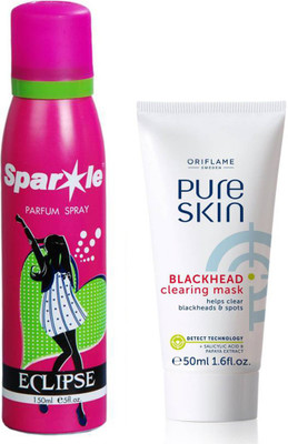 Oriflame Sweden Pure Skin Blackhead Clearing Mask 50ml (32650) With one sparkle perfume spray 150 ml(Set of 2) available at flipkart for Rs.407