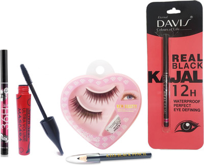 

seven seas water proof ultra mascara black lady eye makeup 36h eye liner 12h kajal eye lashes with glue eye brow pencil fashion collcetion 123456789 set of 5(Set of 1)