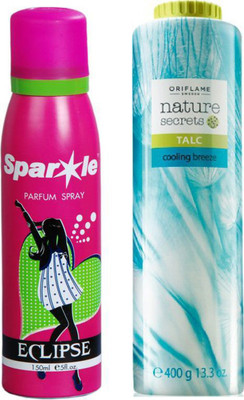 

Oriflame Sweden Nature Secrets Talc Cooling Breeze (400g) (25445) With one sparkle perfume spray 150 ml(Set of 2)