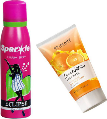 

Oriflame Sweden ove Nature Face Wash Orange 50ml (32223) With one sparkle perfume spray 150 ml(Set of 2)