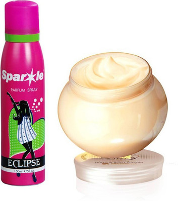 

Oriflame Sweden Milk & Honey Gold nourishing Hand & Body Cream 250ml (31602) With one sparkle perfume spray 150 ml(Set of 2)