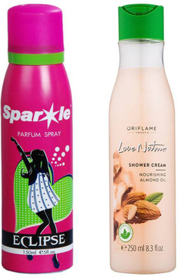 

Oriflame Sweden Love Nature Shower Gel with Nourishing Almond Oil 250ml (32616) With one sparkle perfume spray 150 ml(Set of 2)