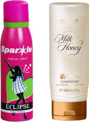 

Oriflame Sweden Milk & Honey Gold Conditioner 200ml (31709) With one sparkle perfume spray 150 ml(Set of 2)