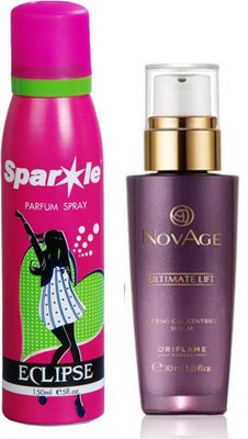 

Oriflame Sweden NovAge Ultimate Lift Lifting Concentrate Serum 30ml (31543) With one sparkle perfume spray 150 ml(Set of 2)