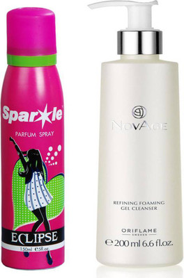 

Oriflame Sweden NovAge Refining Foaming Gel Cleanser 200ml (32596) With one sparkle perfume spray 150 ml(Set of 2)