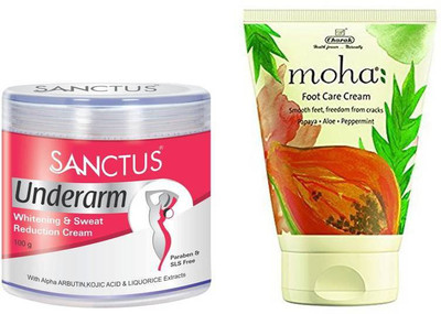 

SANCTUS Underarm Whitening & Sweat Reduction Cream & Moha Foot Care Cream Combo (100gm + 100gm)(Set of 2)