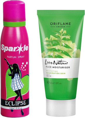 

Oriflame Sweden Love Nature Face Moisturiser Neem 50ml (32042) With one sparkle perfume spray 150 ml(Set of 2)