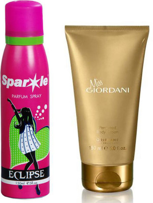 

Oriflame Sweden GIORDANI GOLD Miss Giordani Perfumed Body Lotion 150ml (32500) With one sparkle perfume spray 150 ml(Set of 2)