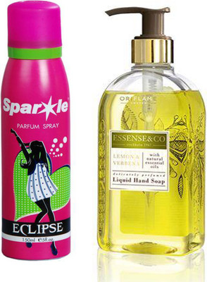 

Oriflame Sweden Essense&Co. Lemon & Verbena Liquid Hand Soap 300ml ( 31850 ) With one sparkle perfume spray 150 ml(Set of 2)