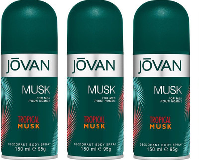 

Jovan Tropical Musk Combo Deodorant Spray - For Men(150 ml, Pack of 3)