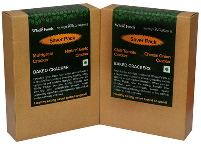 

Whole Foods FK211 Combo(Cheese Onion Crackers, 100g / Chilli Tomato Crackers 100g -1, Multigrain Crackers, 100g / Herb 'n' Garlic Crackers, 100g -1)