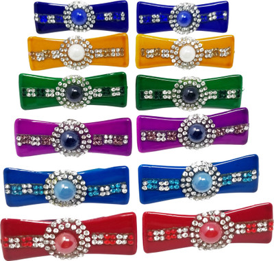 

Rbasics TicTac Fashion Dimond Square Shaped Basic Dark Colors Snap Hair Clips for Women (Pack 0f 12 Pair) Tic Tac Clip(Multicolor)