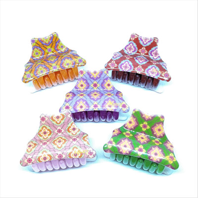 M K Designs Hair Clutcher Set of 5 Hair Claw(Maroon, Purple, Pink, Green, Orange)