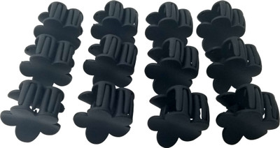 

Evolution Hair Clips, Claw Clips , Butterfly Clips, Small, Flower Shape Matte Black Colors for Women / Girls, Pack of 12 Hair Claw(Multicolor)