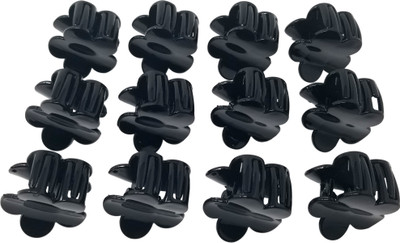 

Evolution Hair Clips, Claw Clips , Butterfly Clips, Small , Flower Shape Glossy Black Color for Women / Girls , Pack of 12 Hair Claw(Multicolor)