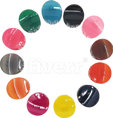 

Evolution Hair Clips, Claw Clips , Butterfly Clips, Small, Circle Shape Glossy Candy Colors for Women / Girls , Pack of 12 Hair Claw(Multicolor)