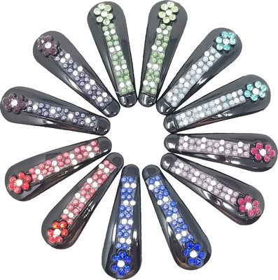 

Rbasics TicTac Fashion Dimond Black Multi Color Snap Hair Clips for Women (Pack 0f 12 Pair) Tic Tac Clip(Multicolor)