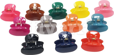 

Evolution Hair Clips, Claw Clips , Butterfly Clips, Small, Oval Shape Glossy Candy Colors for Women / Girls , Pack of 12 Hair Claw(Multicolor)