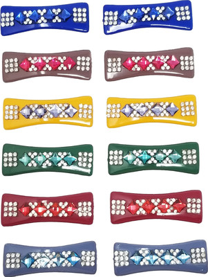 

Rbasics TicTac Fashion Dimond Square Shaped Basic Light Colors Snap Hair Clips for Women (Pack 0f 12 Pair) Tic Tac Clip(Multicolor)