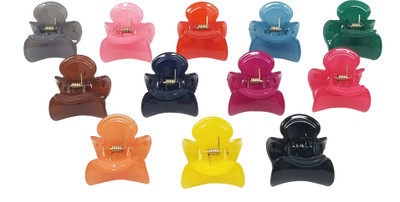 

Evolution Hair Clips, Claw Clips , Butterfly Clips, Small,Curved Square Glossy Candy Colors for Women / Girls , Pack of 12 Hair Claw(Multicolor)