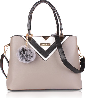 

Luvoksi Hand-held Bag(Beige, White, Black), Beige;black;white