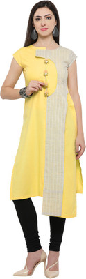 Saara Women Printed, Solid Straight Kurta(Beige, Yellow)